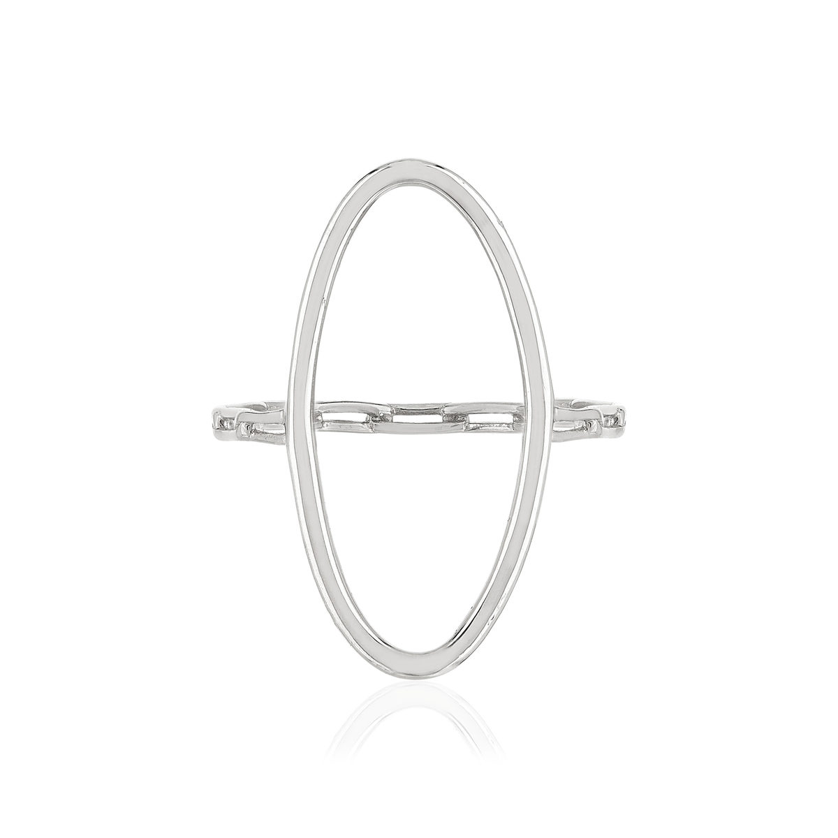 Bague argent 925, motif ovale, style chaînage, maillons rectangulaires - vue 3