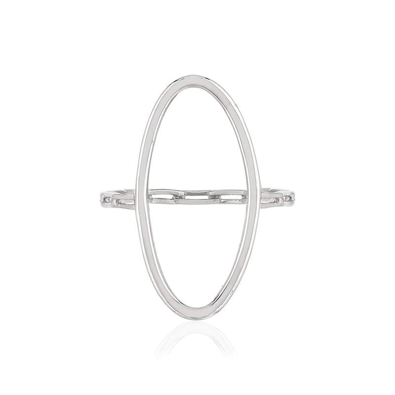Bague argent 925, motif ovale, style chaînage, maillons rectangulaires - vue 3