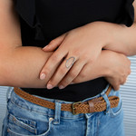 Bague argent 925, motif ovale, style chaînage, maillons rectangulaires - vue porté 1