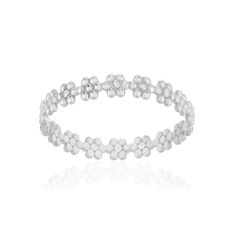 Bague argent 925 perlée motif fleur - vue 1