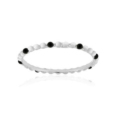 Bague argent 925 perlée et laque noire