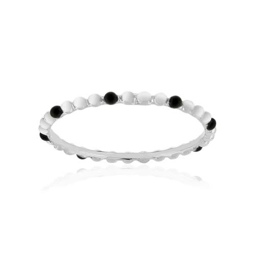 Bague argent 925 perlée et laque noire