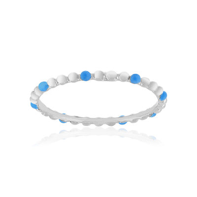 Bague argent 925 perlée et laque bleue