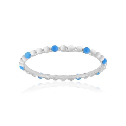 Bague argent 925 perlée et laque bleue