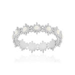 Bague argent 925 perlée motif soleil et laque blanche - vue 1