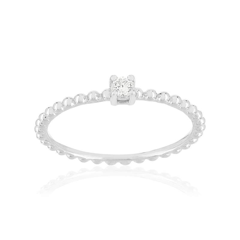Bague argent 925 perlée zirconia - vue 1