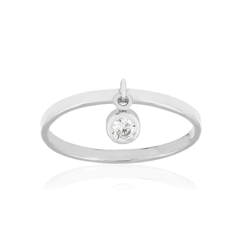 Bague argent 925 pampille zirconia - vue 1