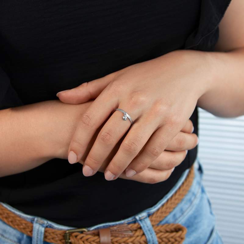 Bague argent 925 pampille zirconia - vue porté 1