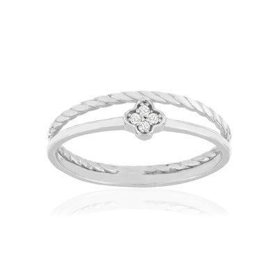Bague argent 925 zirconias motif fleur - vue 1