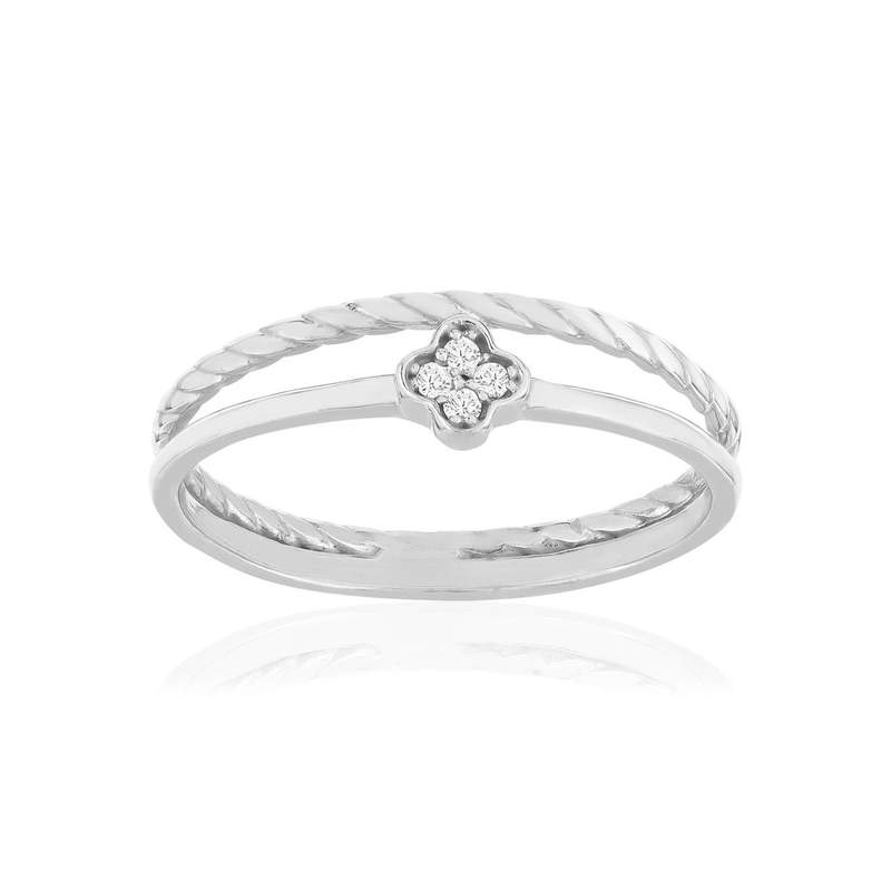 Bague argent 925 zirconias motif fleur - vue 1