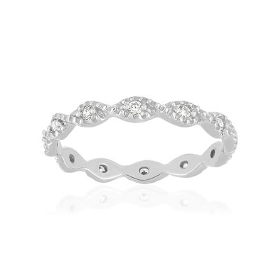 Bague argent 925 perlée zirconias - vue 1