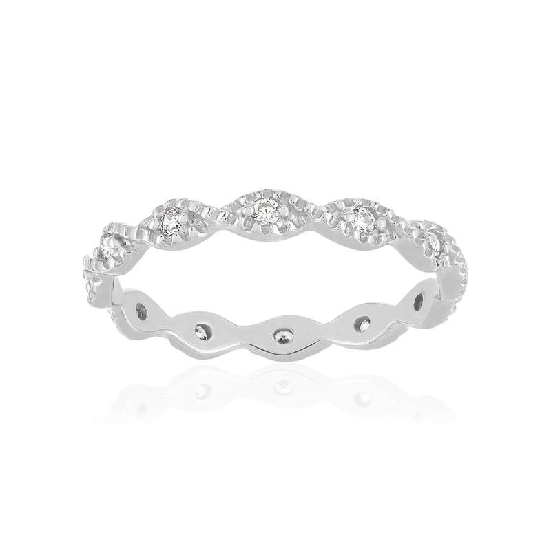 Bague argent 925 perlée zirconias - vue 1