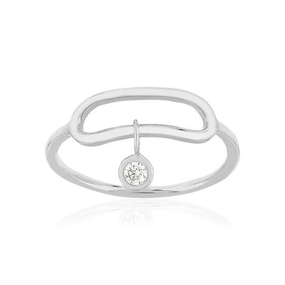 Bague argent 925, pampille zirconia - vue 1