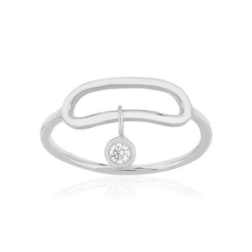 Bague argent 925, pampille zirconia