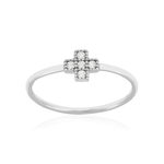 Bague argent 925 zirconias motif croix - vue 1