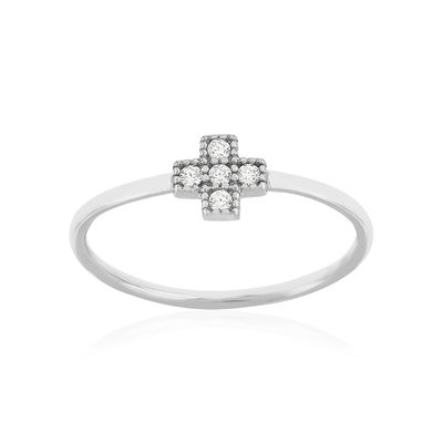 Bague argent 925 zirconias motif croix