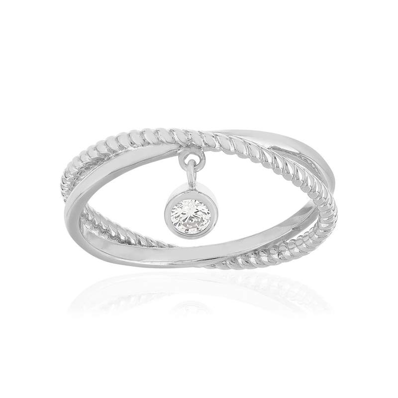 Bague argent 925 pampille zirconia - vue 1