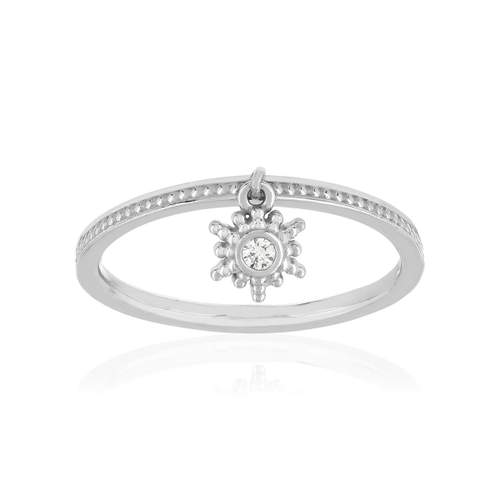 Bague argent 925 perlée, pampille étoile zirconia