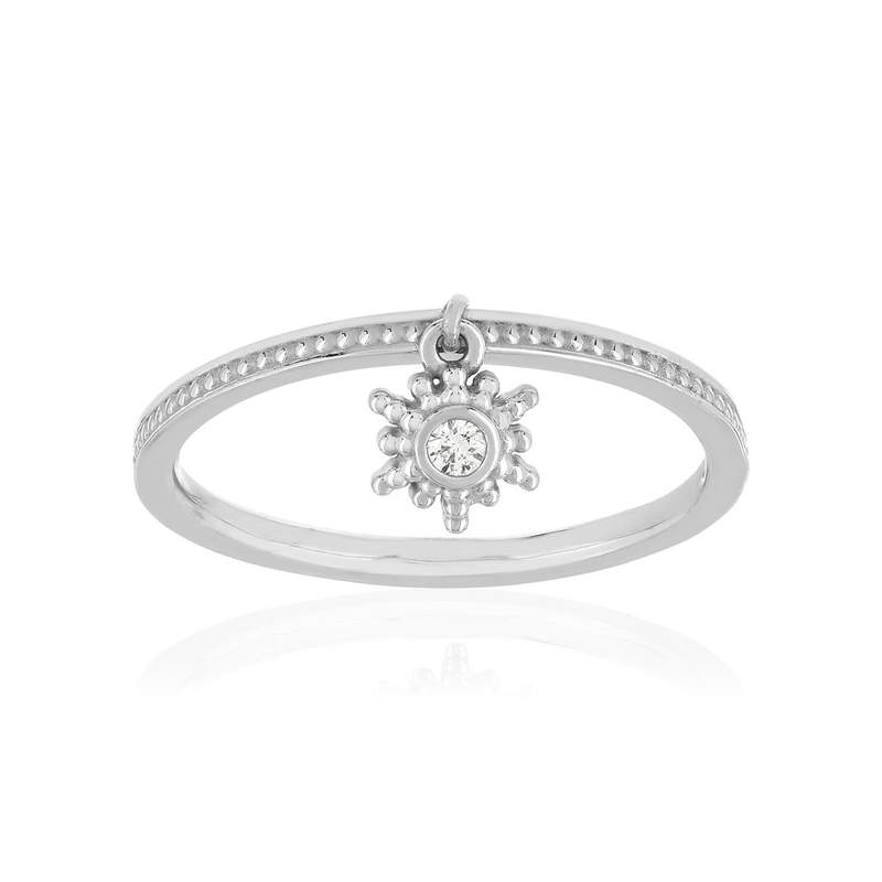 Bague argent 925 perlée, pampille étoile zirconia - vue 1