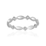 Bague argent 925 perlée, zirconias, motif losange et marquise. - vue 1