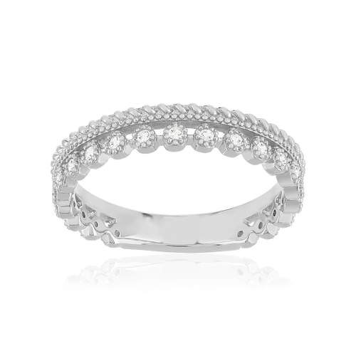 Bague argent 925 perlée zirconias