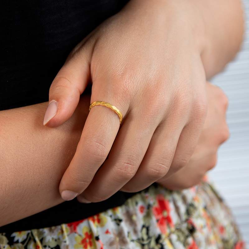 Bague plaqué or jaune - vue porté 1
