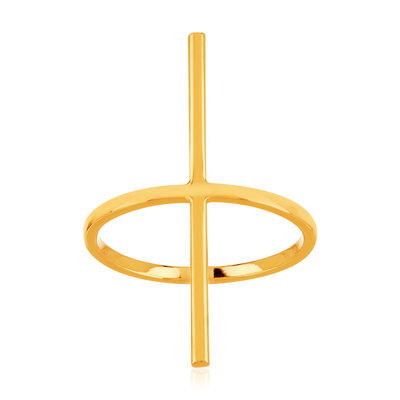 Bague plaqué or jaune, motif barre - vue 1
