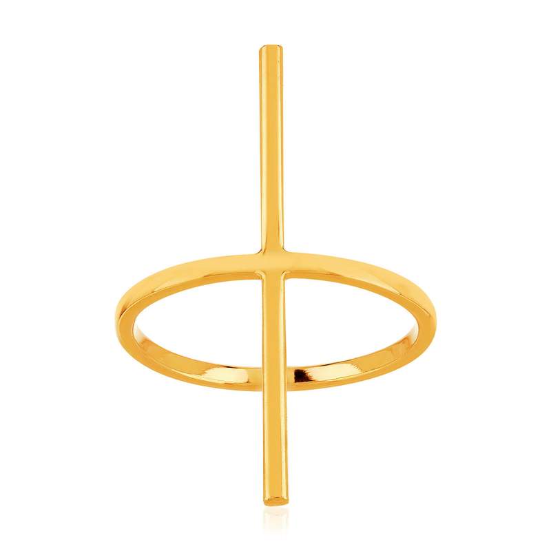 Bague plaqué or jaune, motif barre - vue 1