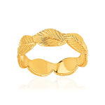 Bague plaqué or jaune, motif feuille. - vue 1