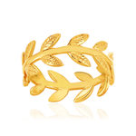 Bague plaqué or jaune, motif feuille - vue 1