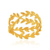 Bague plaqué or jaune, anneaux croisés motif feuille - vue V1