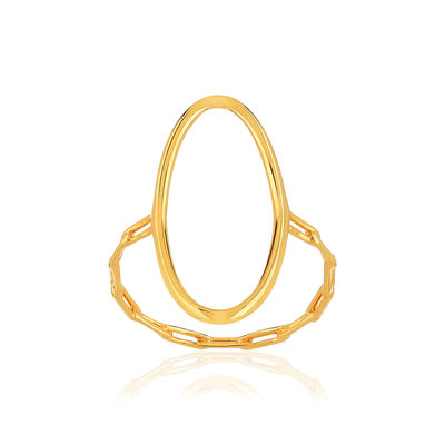 Bague plaqué or jaune, motif ovale style chaînage - vue 1
