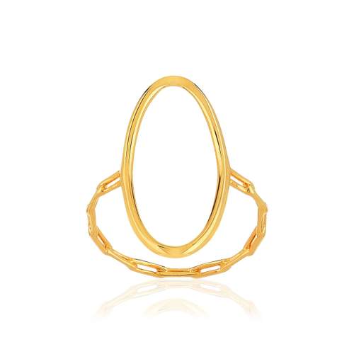 Bague plaqué or jaune, motif ovale style chaînage