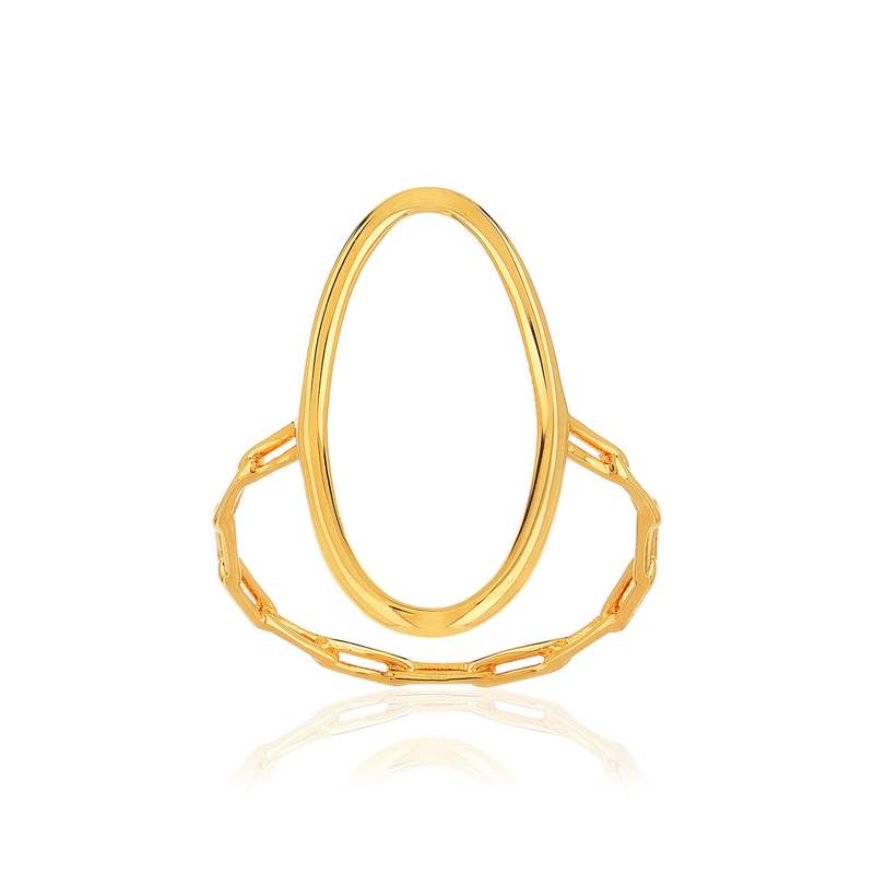 Bague plaqué or jaune, motif ovale style chaînage - vue 1