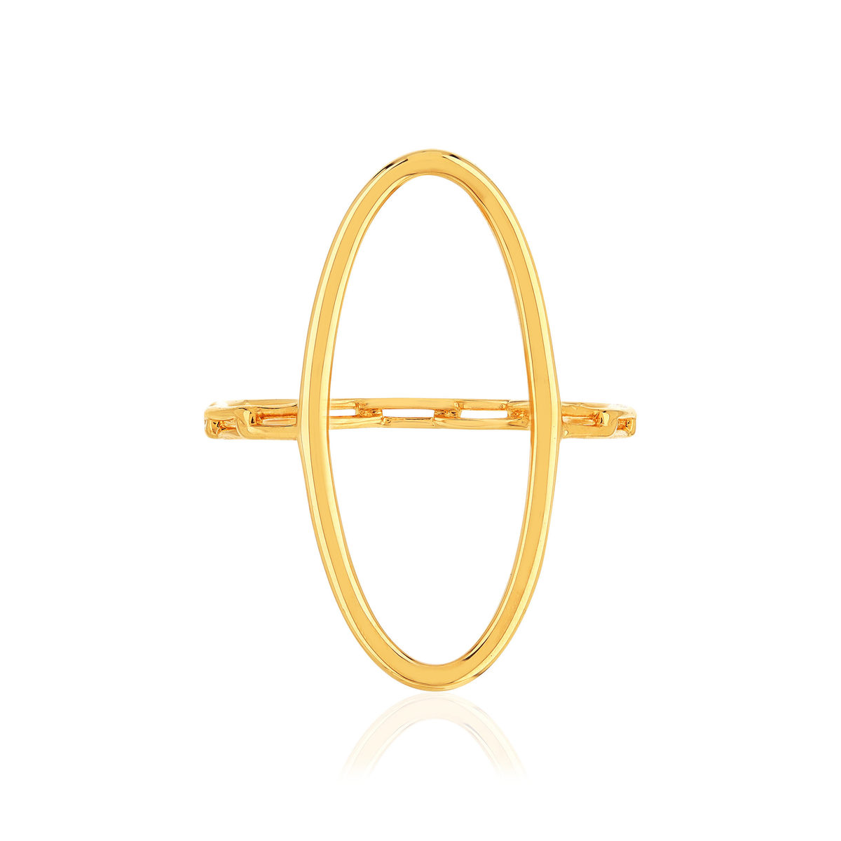 Bague plaqué or jaune, motif ovale style chaînage - vue 3