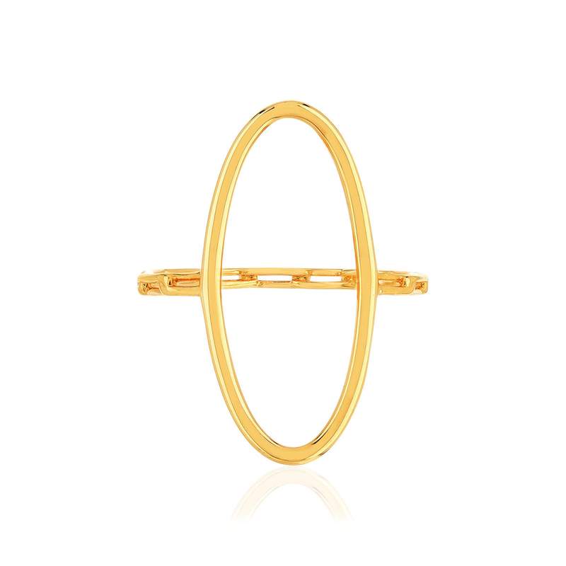 Bague plaqué or jaune, motif ovale style chaînage - vue 3