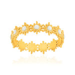 Bague plaqué or jaune perlée motif soleil et résine blanche - vue 1