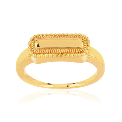 Bague plaqué or jaune perlée rectangulaire
