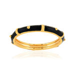 Bague plaqué or jaune et résine noire - vue 1