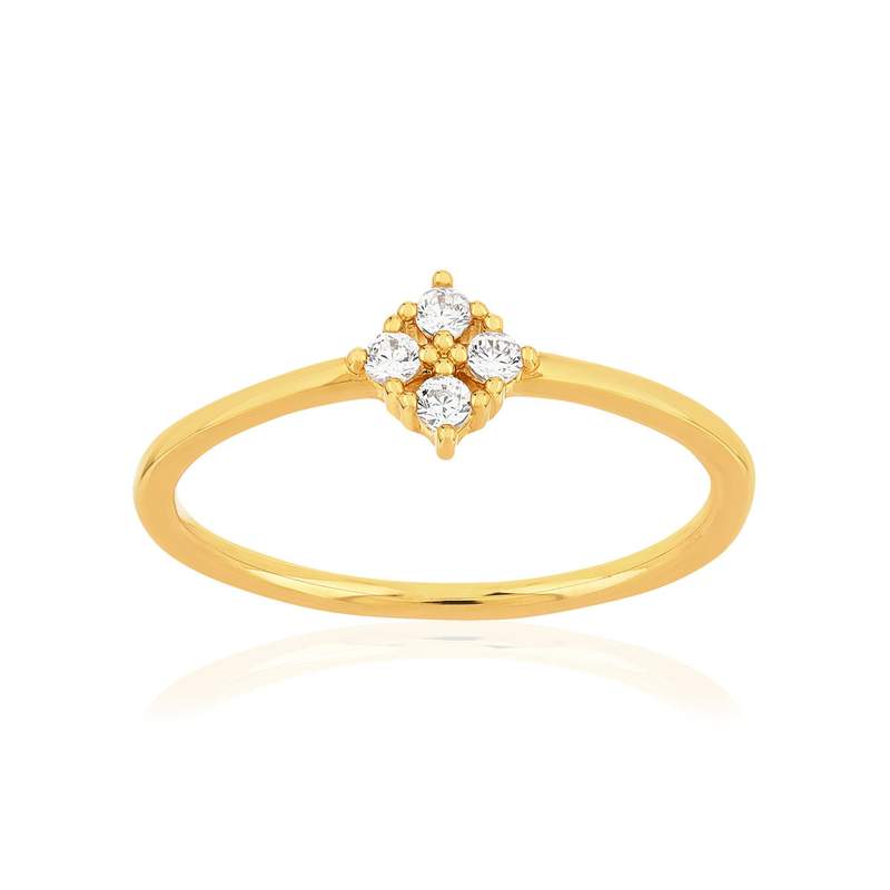 Bague plaqué or jaune zirconias - vue 1