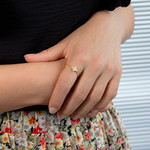 Bague plaqué or jaune zirconias - vue porté 1