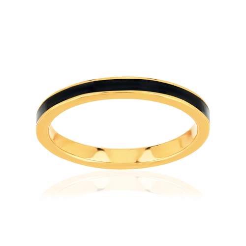 Bague plaqué or jaune et résine noire.