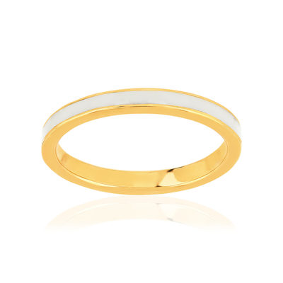 Bague plaqué or jaune et résine blanche
