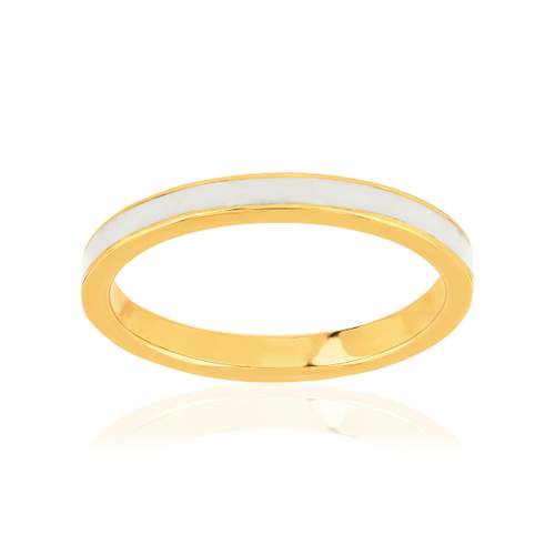 Bague plaqué or jaune et résine blanche