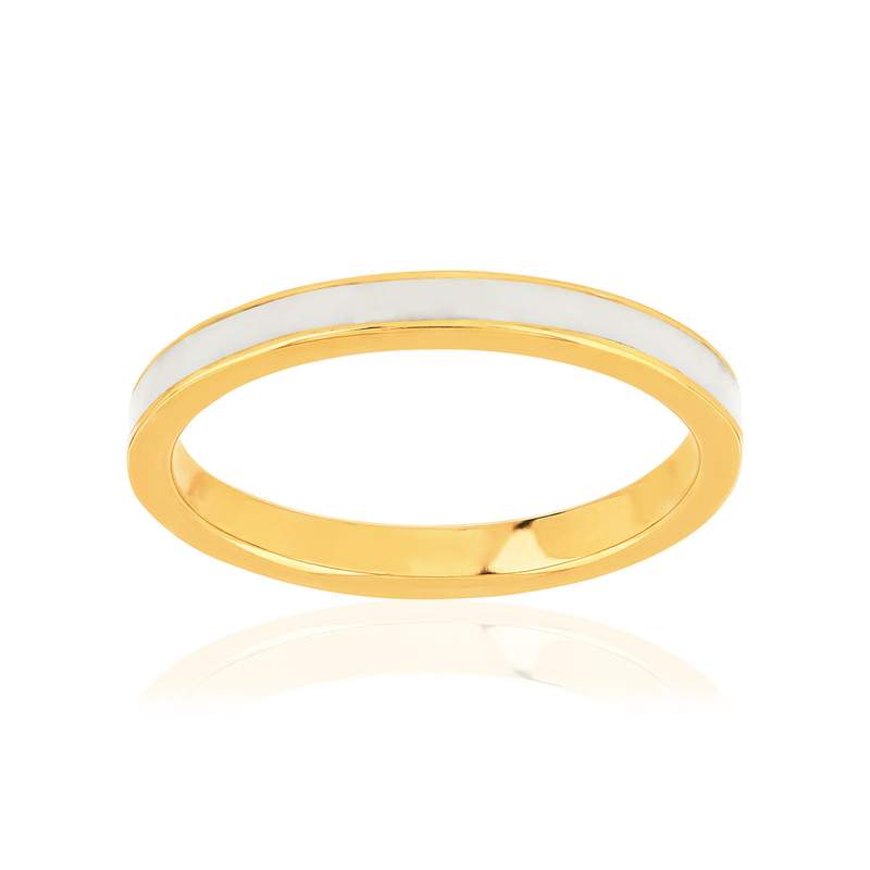 Bague plaqué or jaune et résine blanche - vue 1