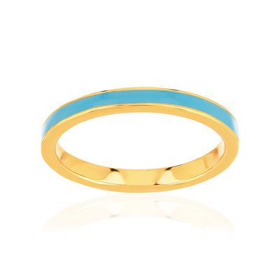Bague plaqué or jaune et résine bleue