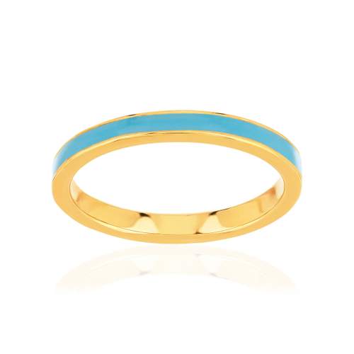 Bague plaqué or jaune et résine bleue