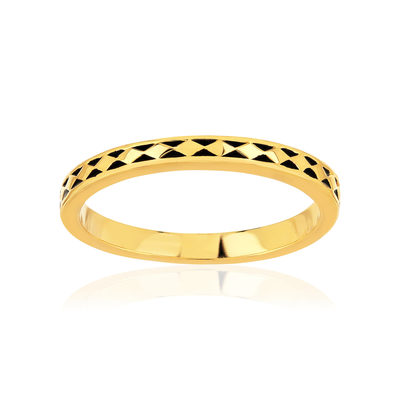 Bague plaqué or jaune et résine noire motif losange