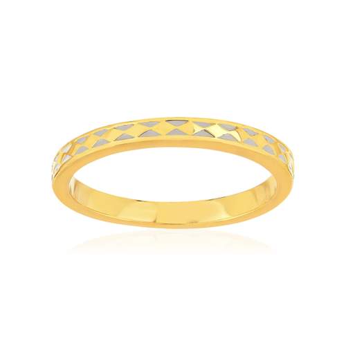 Bague plaqué or jaune et résine blanche, motif losange.