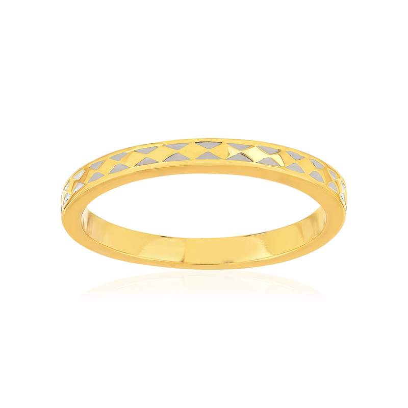 Bague plaqué or jaune et résine blanche, motif losange. - vue 1